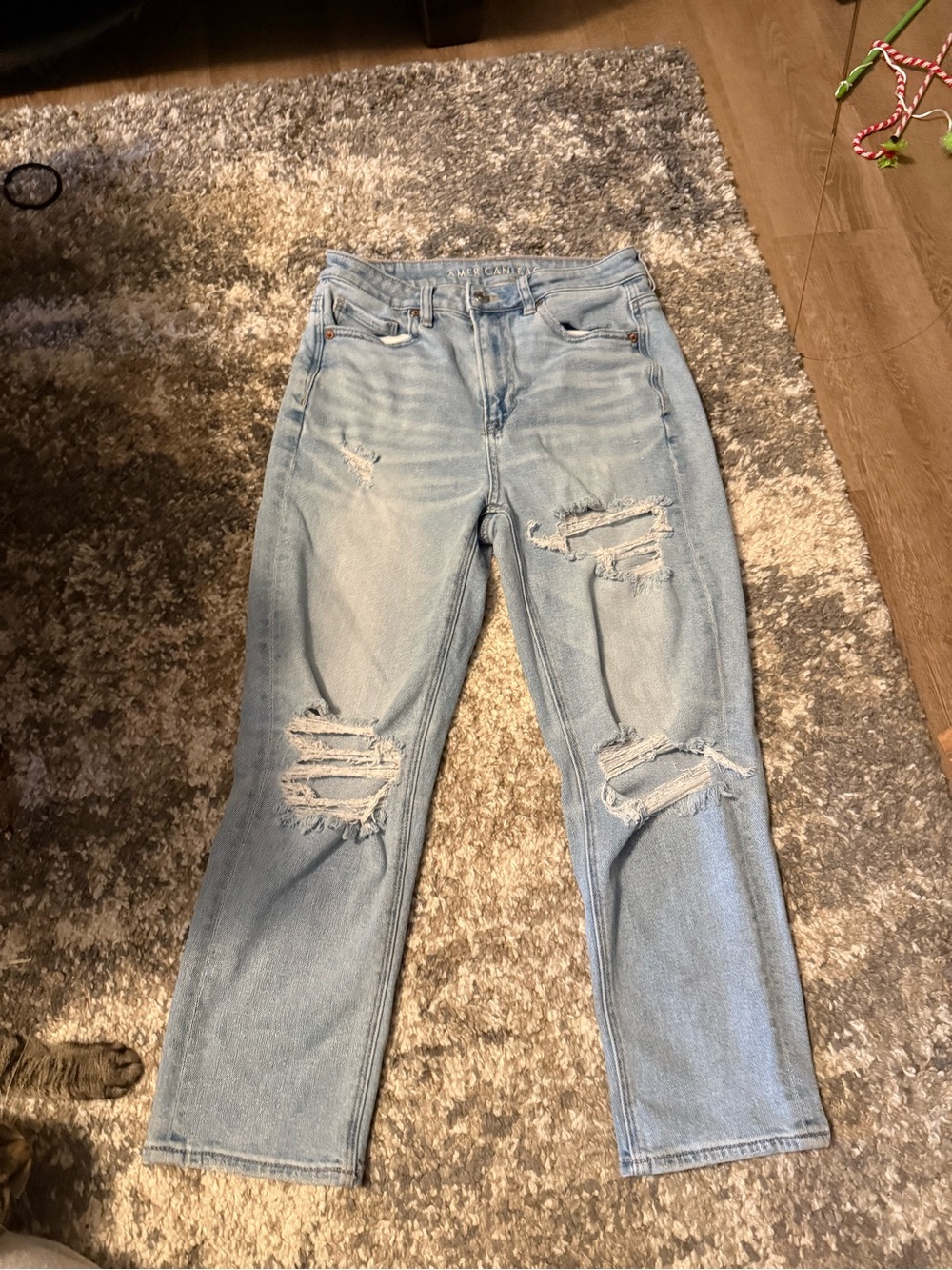 American Eagle Outfitters Light Blue Distressed Boyfriend Jeans